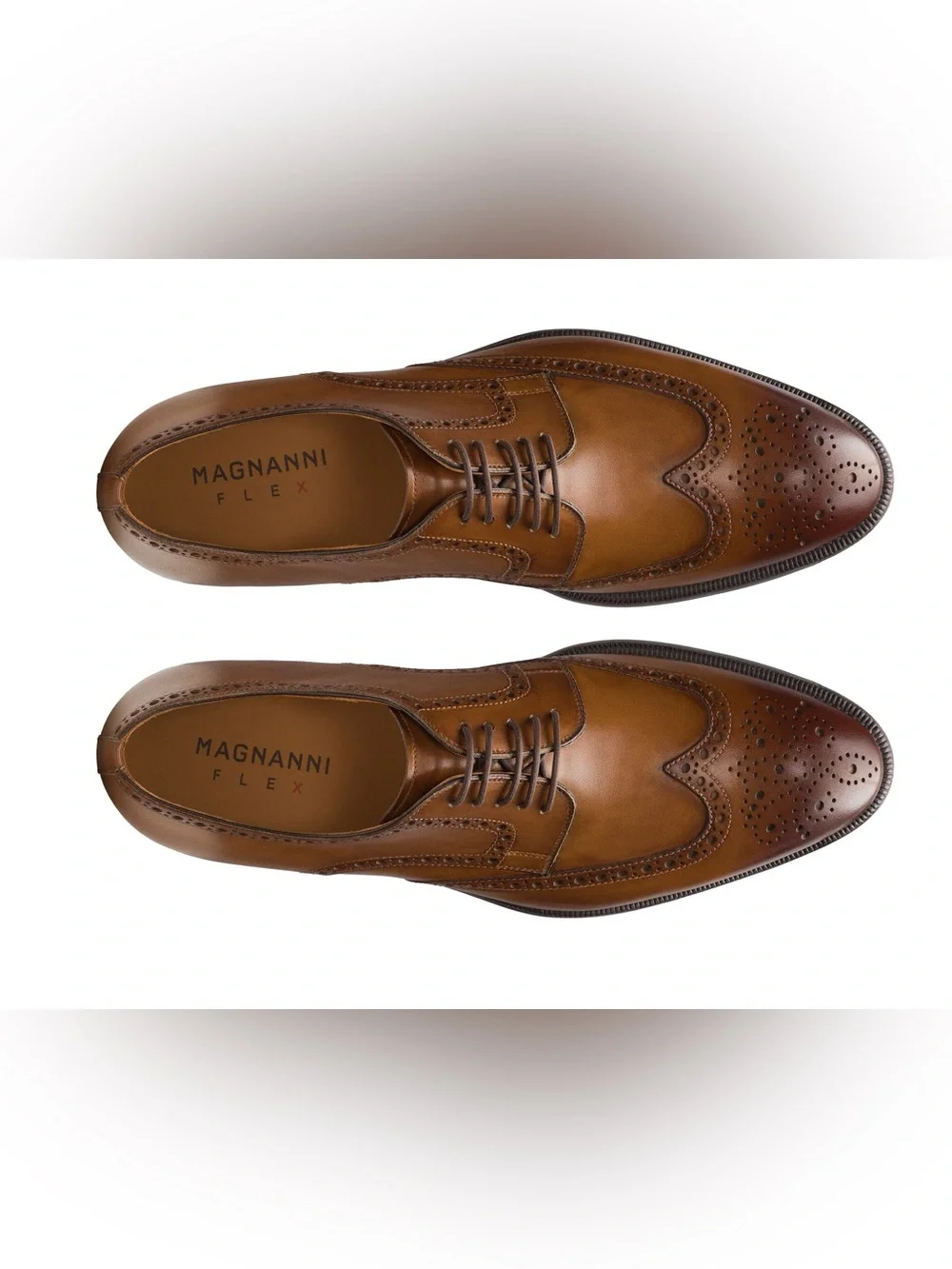 Magnanni Heywood Men's Tabaco Leather Brogue Wingtip Derbies Sz 13